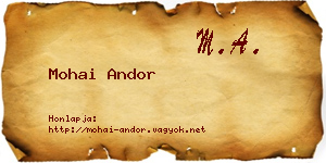 Mohai Andor névjegykártya